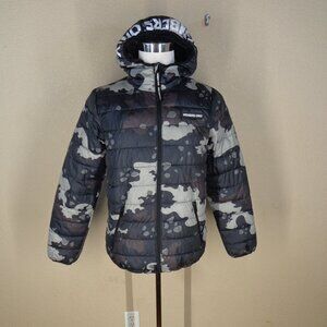 Members Only Sport Snow Camo Puffer Hooded FullZip Men's S Jacket Packable